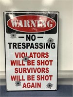 Metal Warning Sign   Approx. 12x18