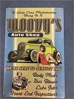 Woody's Auto Shop Metal Sign   Approx. 12x18