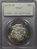 1879-S Morgan Dollar PCGS Rattler MS63 Old Holder
