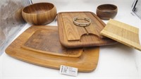 Wooden serving bowls and trays