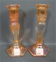 2 Westmorland Marigold # 1008 Paneled Candlesticks
