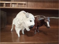 2 Breyer Buffalo & long horn bull animals