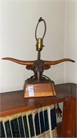 Texas Longhorn lamp wooden 17 in tall