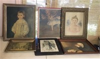 Lot of Vintage Framed Portrait Artwork