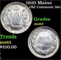 1920 Maine Old Commem Half Dollar 50c Grades Selec