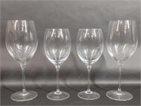 Four Clear Crystal Wine Glasses Handmade