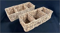 Two Storage Wicker Baskets - 14.5x6.25”