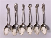 6 Sterling silver demitasse spoons (all odd)