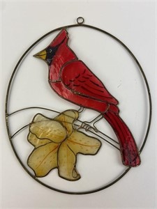 Painted Shell Cardinal Sun Catcher Hanging