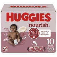Huggies Nourish Scented Baby Wipes, 10 Push