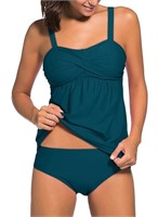 R5126  Sidefeel Tankini Set Padded Swimwear Green