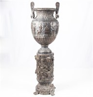 Vintage Grecian Style Bronze Urn & Pedestal