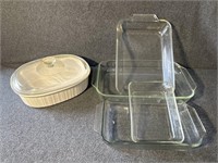 Pyrex glass bakeware, and Covered casserole