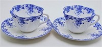 Shelley "Dainty Blue" Teacups & Saucers