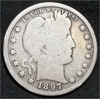 1897-P Barber Silver Quarter