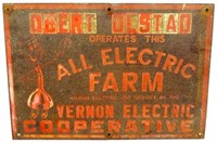 * Vintage Vernon Electric Metal Sign - 20" x 14"