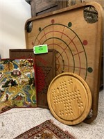 Four vintage game boards
