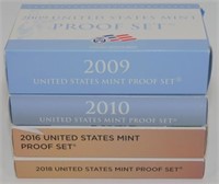 4 U.S. Proof Sets: 2009, 2010, 2016 & 2018