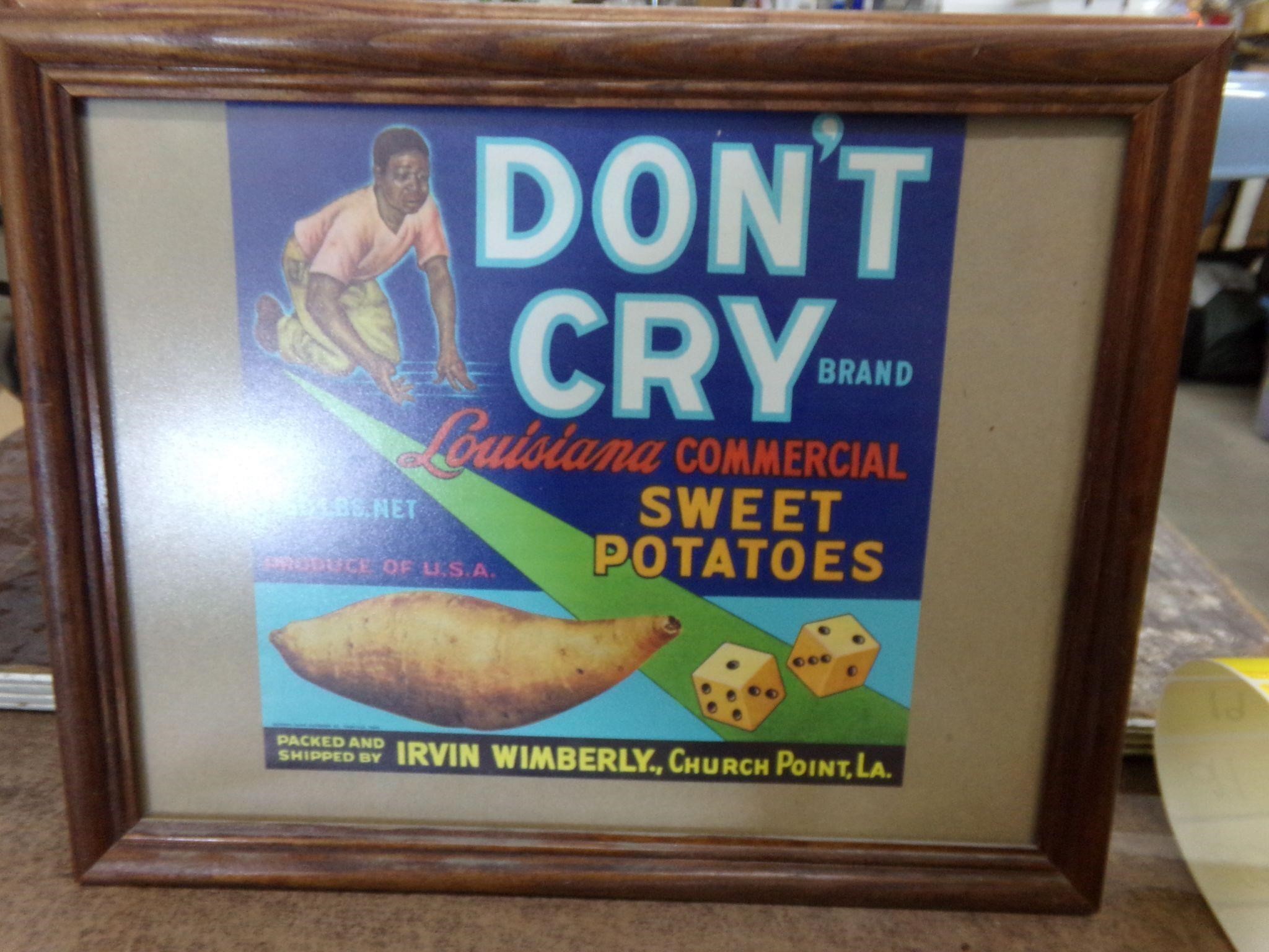 Vintage Don't cry Sweet potatoes label
