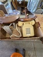 Vintage phone wooden shelves vintage iron