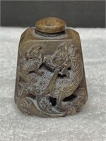Vintage Ornate Chinese Carved Stone Jade Dragon