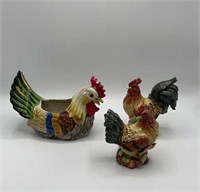 Rooster Planter & Fitz Floyd S&P Set