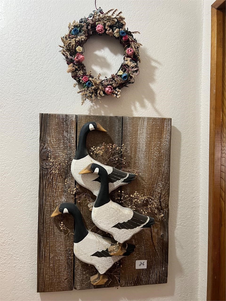 WOODEN GEESE WALL HANGING 15" x 20"