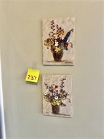 2 Small Floral Art Pieces