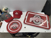 Ohio State themed hats magnets and plates