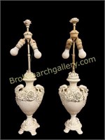 Pair Dresden Style Porcelain Lamps