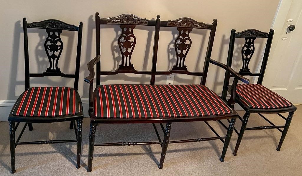 VINTAGE MIDDLE EASTERN BENCH AND CHAIRS