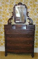 Antique Empire Burled Mahogany Chest of Drawers