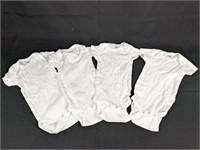 (4) Solid White Baby Bodysuits [Gerber] Unisex.