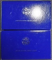 (2) 1986-S STATUE OF LIB PR 2-COIN COMMEM SETS OGP