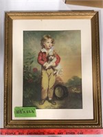 child with dog wall art