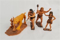 Cavemen & Woman Figures & Sabertooth Tiger