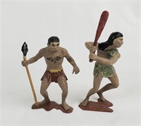 2 Marx Caveman Plastic Figures 1960s