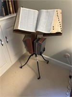 Antique Rolling Adjustable Book Stand