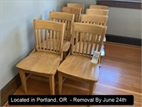 LOT, (8) TEACHER-STYLE WOOD DINING CHAIRS