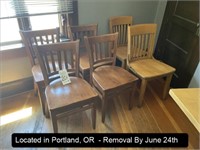 LOT, (6) ASSORTED WOOD DINING CHAIRS (LOCATED ON