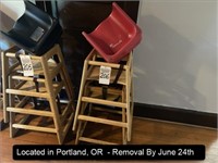 LOT, (2) WOOD HIGH CHAIRS (LOCATED ON 2ND FLOOR)
