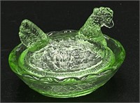 Green Glass Hen Dish