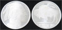 LOT OF TWO 1/4 OZ 999 FINE SILVER ROUND