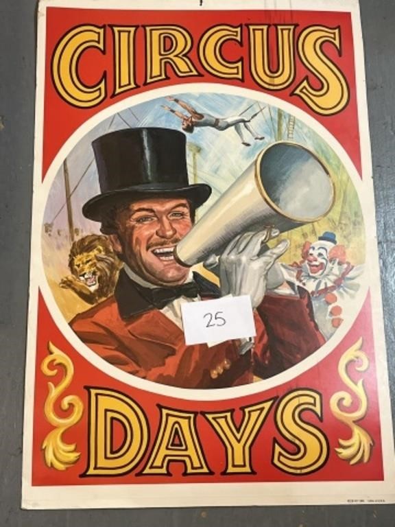 Antique Kraft Litho Circus Poster two sided 25x38