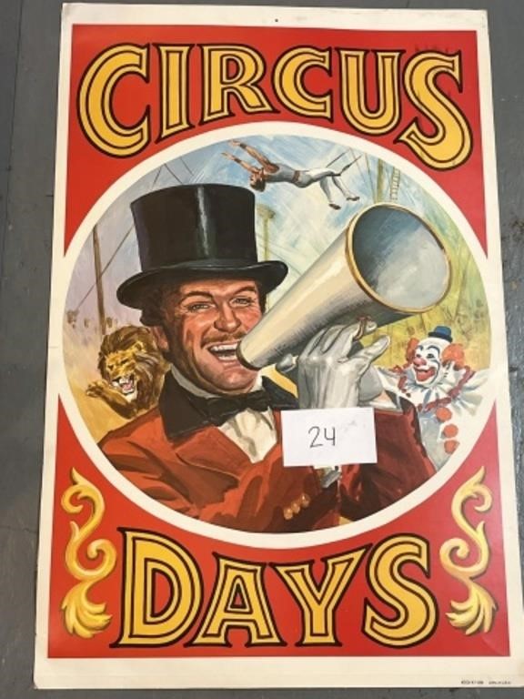 Antique Kraft Litho Circus Poster two sided 25x38