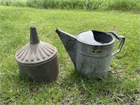 Galvanized Watering can & Funnell