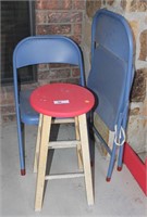 PAIR OF FOLDING CHAIRS AND MORE