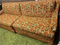 Couch: orange, green-basement