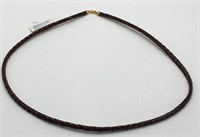 Genuine Leather Cord Necklace W 18k Gold Clasp