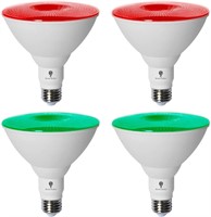 NEW $46 4PK LED Red/Grn Flood Light Bulbs